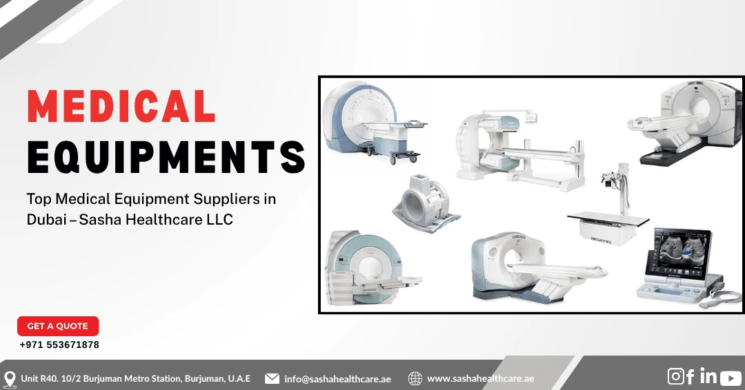 Medical equipment dealers in Dubai showroom with advanced devices.