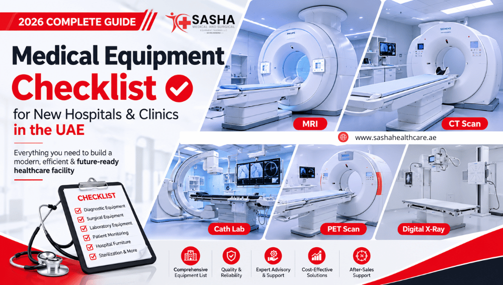 Medical Equipment Checklist UAE for new hospitals and clinics including diagnostic, ICU, laboratory, and surgical equipment